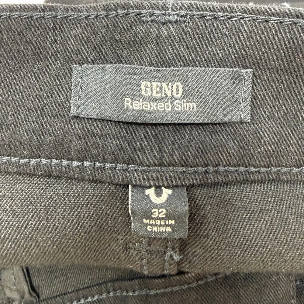 True Religion Geno Relaxed Slim Jeans Mens 32x34 Body Rinse Black 105714 NEW